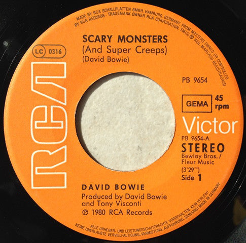 David Bowie : Scary Monsters (And Super Creeps) / Because You're Young (7", Single)