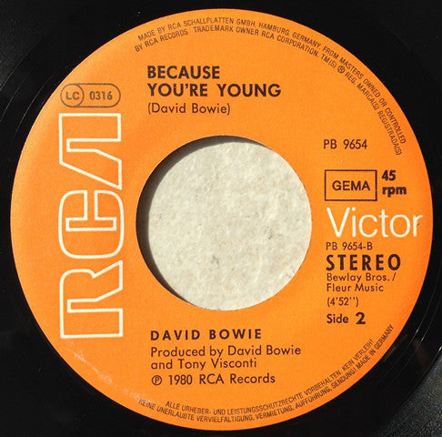 David Bowie : Scary Monsters (And Super Creeps) / Because You're Young (7", Single)