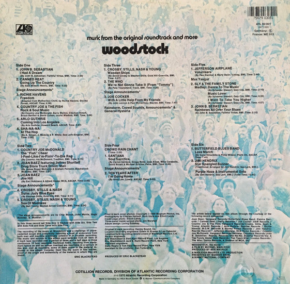 Various : Woodstock - Music From The Original Soundtrack And More (3xLP, Album, RE)