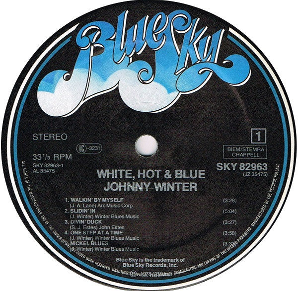 Johnny Winter : White, Hot & Blue (LP, Album)