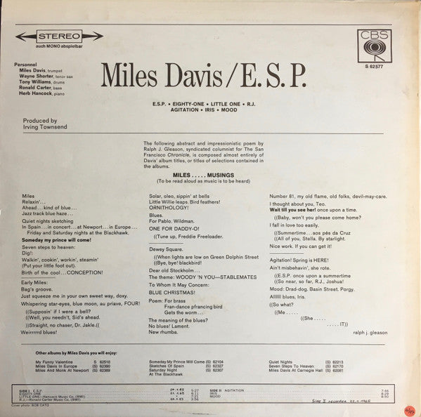 Miles Davis : E.S.P. (LP, Album)