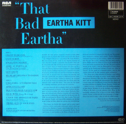 Eartha Kitt With Henri René And His Orchestra : That Bad Eartha (LP, Album, Mono, RE)