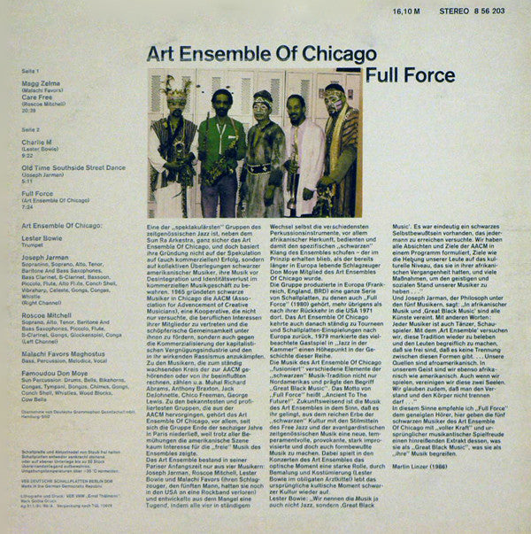 Art Ensemble Of Chicago* : Full Force (LP, Album, RP)