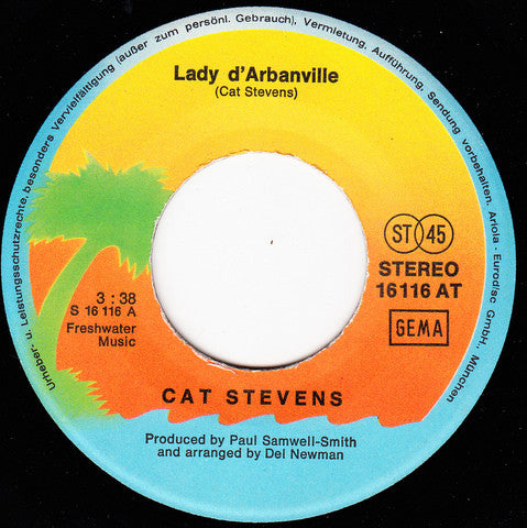 Cat Stevens : Lady D'Arbanville (7", Single)