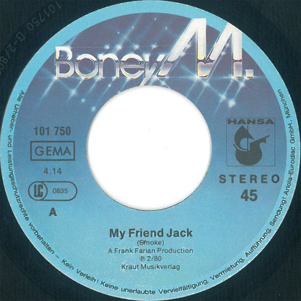 Boney M. : I See A Boat On The River / My Friend Jack (7", Single, Fir)