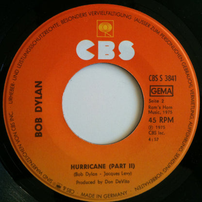 Bob Dylan : Hurricane Part 1+2 (7", Single)