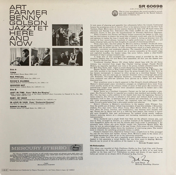 Art Farmer-Benny Golson Jazztet* : Here And Now (LP, Album, RE, RM)