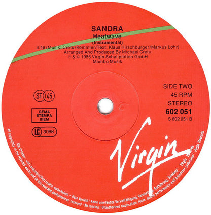 Sandra : In The Heat Of The Night (12", Maxi)