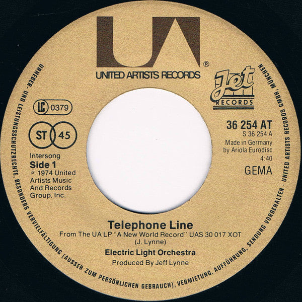 Electric Light Orchestra : Telephone Line (7", Single)