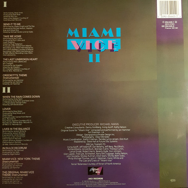 Various : Miami Vice II (New Music From The Television Series, "Miami Vice" Starring Don Johnson And Philip Michael Thomas) (LP, Album, Comp)