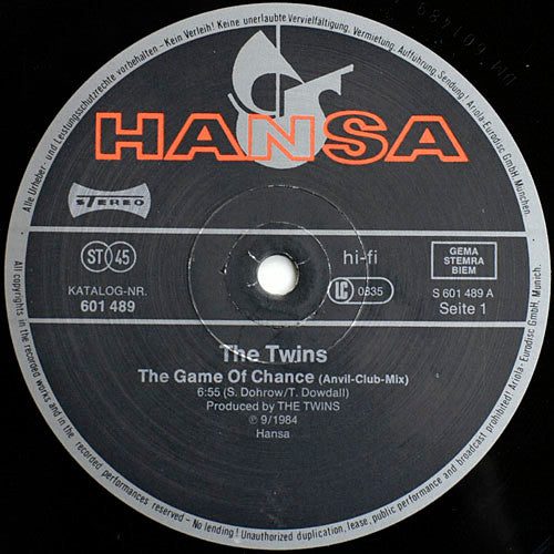 The Twins : The Game Of Chance (Anvil-Club-Mix) (12", Maxi)