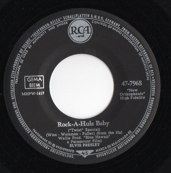 Elvis Presley : Rock-A-Hula Baby (''Twist Special'') / Can't Help Falling In Love (7", Single)