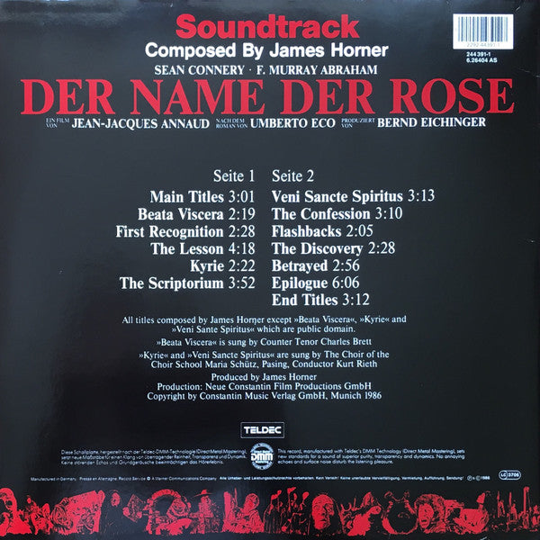 James Horner : Der Name Der Rose (Soundtrack) (LP, Gat)