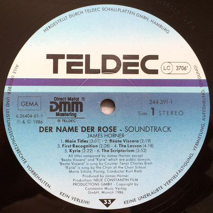 James Horner : Der Name Der Rose (Soundtrack) (LP, Gat)