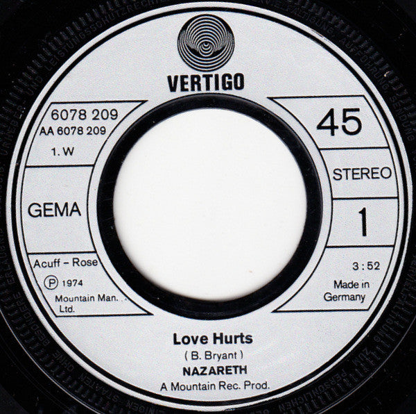 Nazareth (2) : Love Hurts (7", Single)