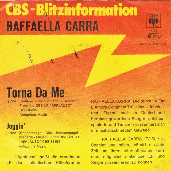 Raffaella Carrá* : Torna Da Me (7", Single, Promo)