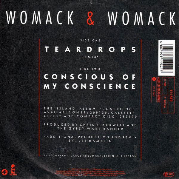 Womack & Womack : Teardrops (7", Single)