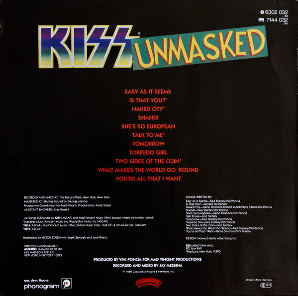 Kiss : Unmasked (LP, Album)