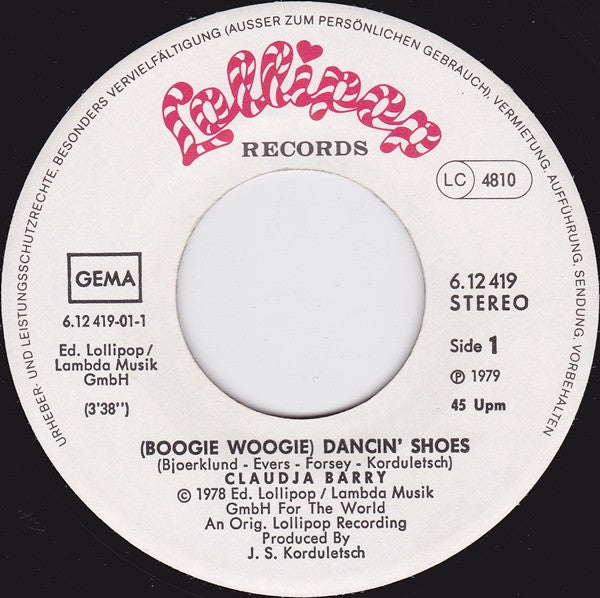 Claudja Barry : (Boogie Woogie) Dancin' Shoes (7", Single)