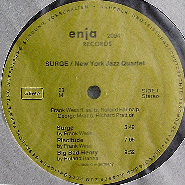 New York Jazz Quartet : Surge (LP, Album)