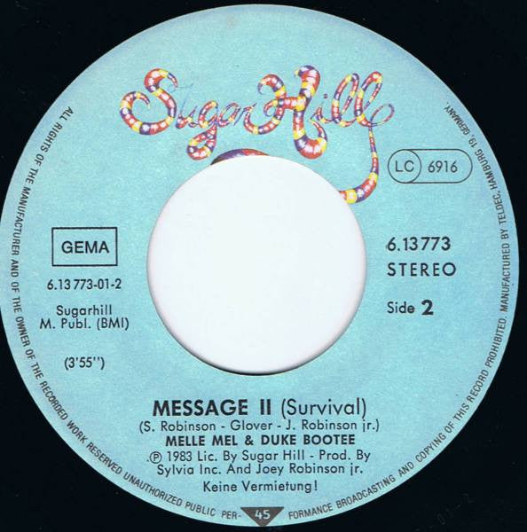 Melle Mel & Duke Bootee : Message II (Survival) (7", Single)