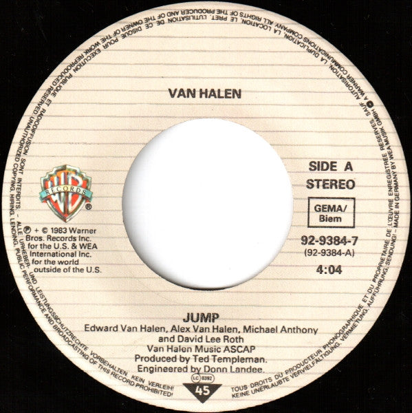 Van Halen : Jump! (7", Single)