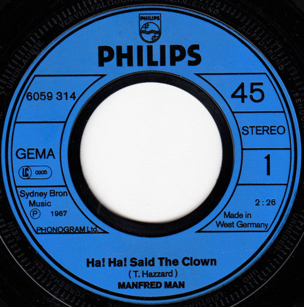 Manfred Mann : Ha! Ha! Said The Clown / My Name Is Jack (7", Single)