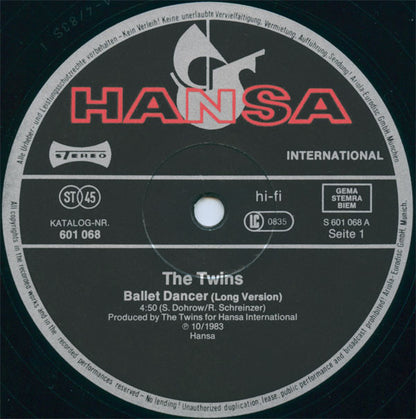 The Twins : Ballet Dancer (Club Mix) (12", Maxi)