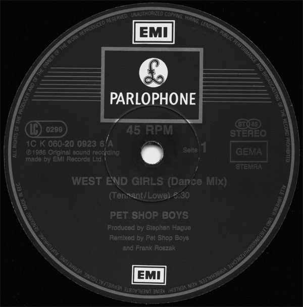 Pet Shop Boys : West End Girls (Dance Mix) (12", Maxi)