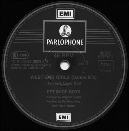 Pet Shop Boys : West End Girls (Dance Mix) (12", Maxi)