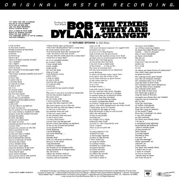 Bob Dylan : The Times They Are A-Changin' (LP, Album, RE, RM)