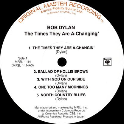 Bob Dylan : The Times They Are A-Changin' (LP, Album, RE, RM)