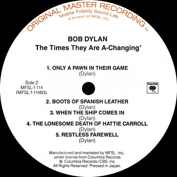 Bob Dylan : The Times They Are A-Changin' (LP, Album, RE, RM)