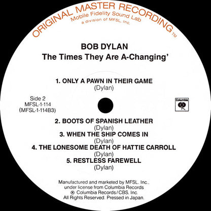 Bob Dylan : The Times They Are A-Changin' (LP, Album, RE, RM)