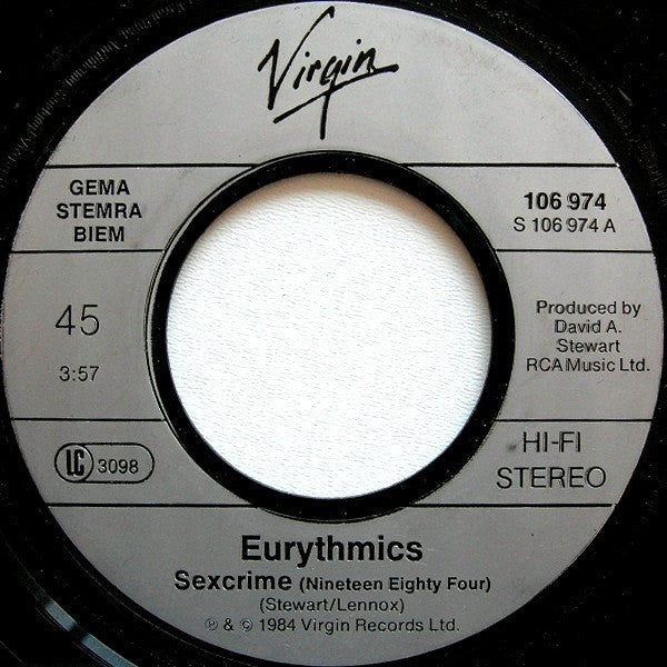 Eurythmics : Sexcrime (Nineteen Eighty ▪ Four) (7", Single)