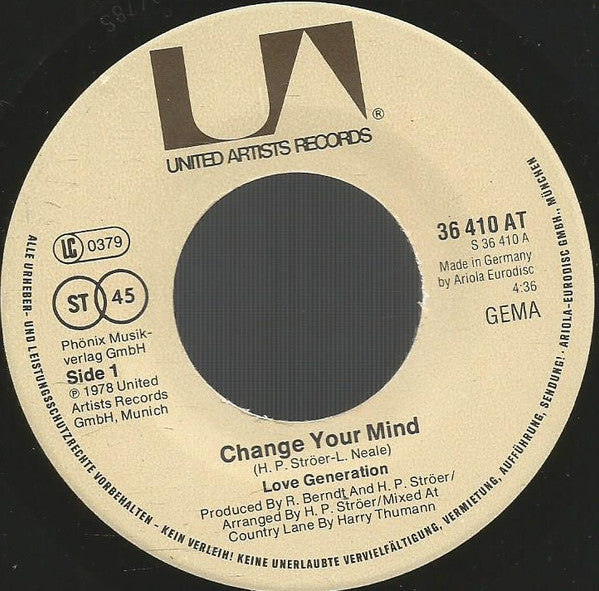 Love Generation : Change Your Mind (7", Single)