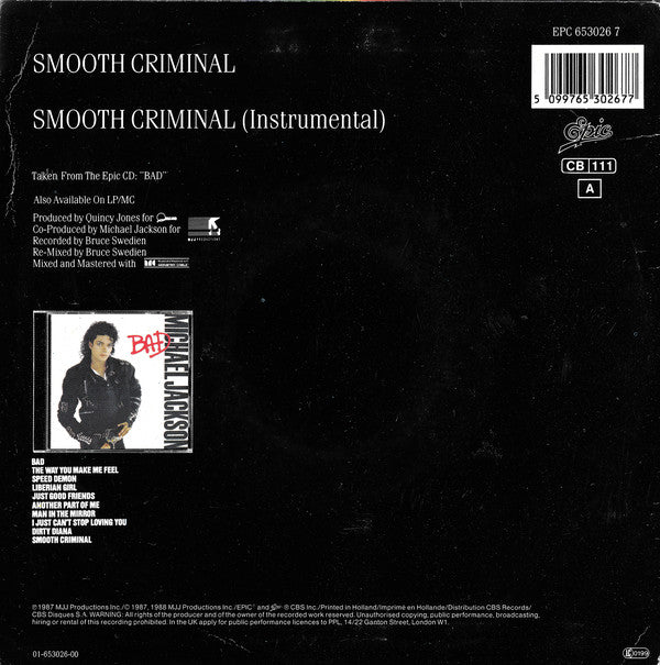 Michael Jackson : Smooth Criminal (7", Single)