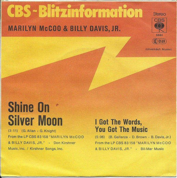 Marilyn McCoo & Billy Davis Jr. : Shine On Silver Moon (7", Single, Promo)