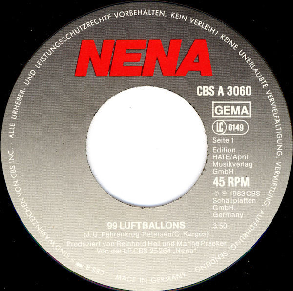 Nena : 99 Luftballons (7", Single)