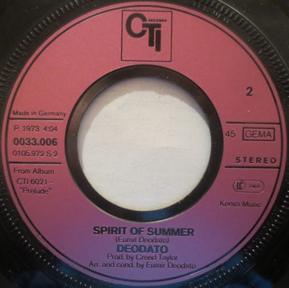 Deodato* : Also Sprach Zarathustra (2001) / Spirit Of Summer (7", Single, RE)