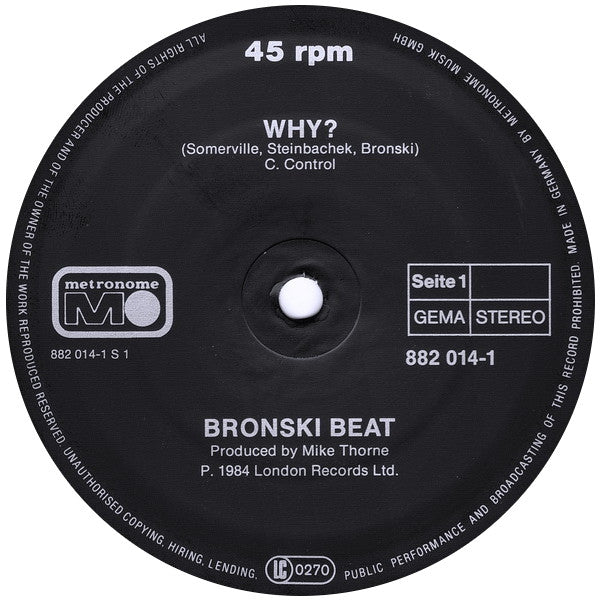 Bronski Beat : Why? (12", Maxi)