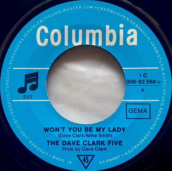 The Dave Clark Five : Won't You Be My Lady (7", Single, Mono)