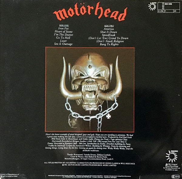 Motörhead : Iron Fist (LP, Album, RP, Red)