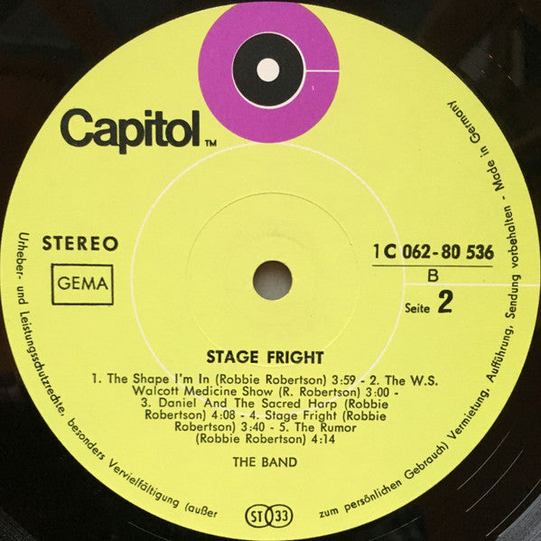 The Band : Stage Fright (LP, Album)