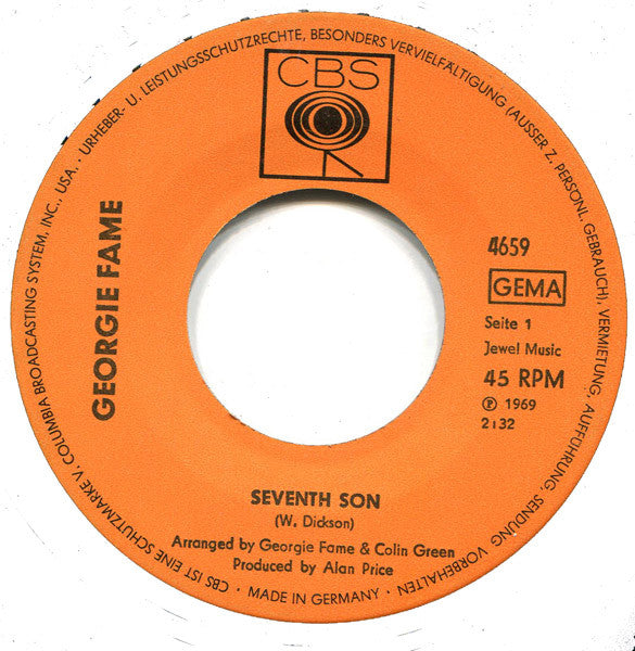 Georgie Fame : Seventh Son / Fully Booked (7", Single)