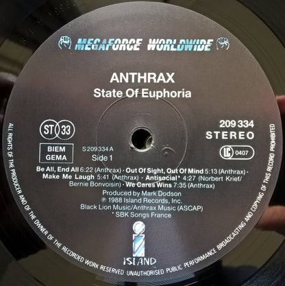 Anthrax : State Of Euphoria (LP, Album)