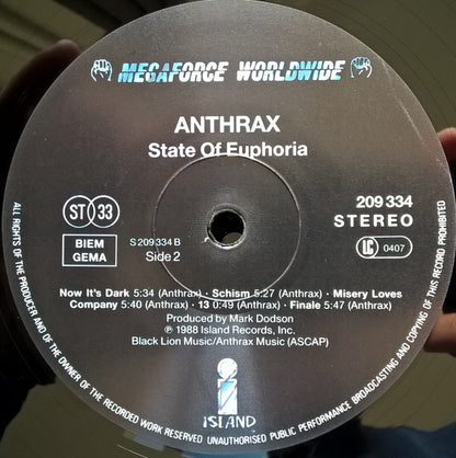 Anthrax : State Of Euphoria (LP, Album)