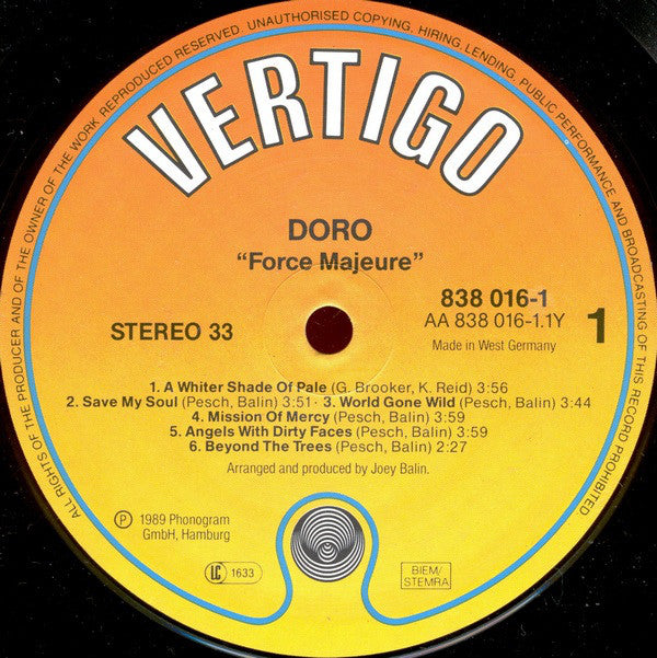 Doro : Force Majeure (LP, Album, Emb)