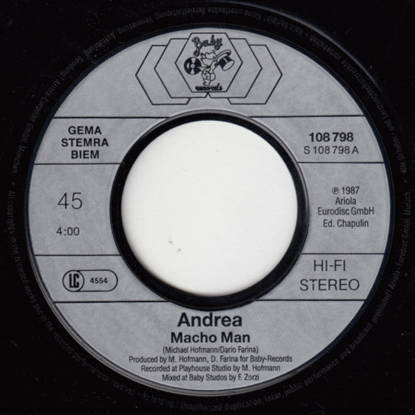 Andrea (4) : Macho Man (7", Single)