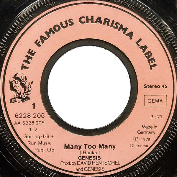 Genesis : Many, Too Many (7", Single, Tou)